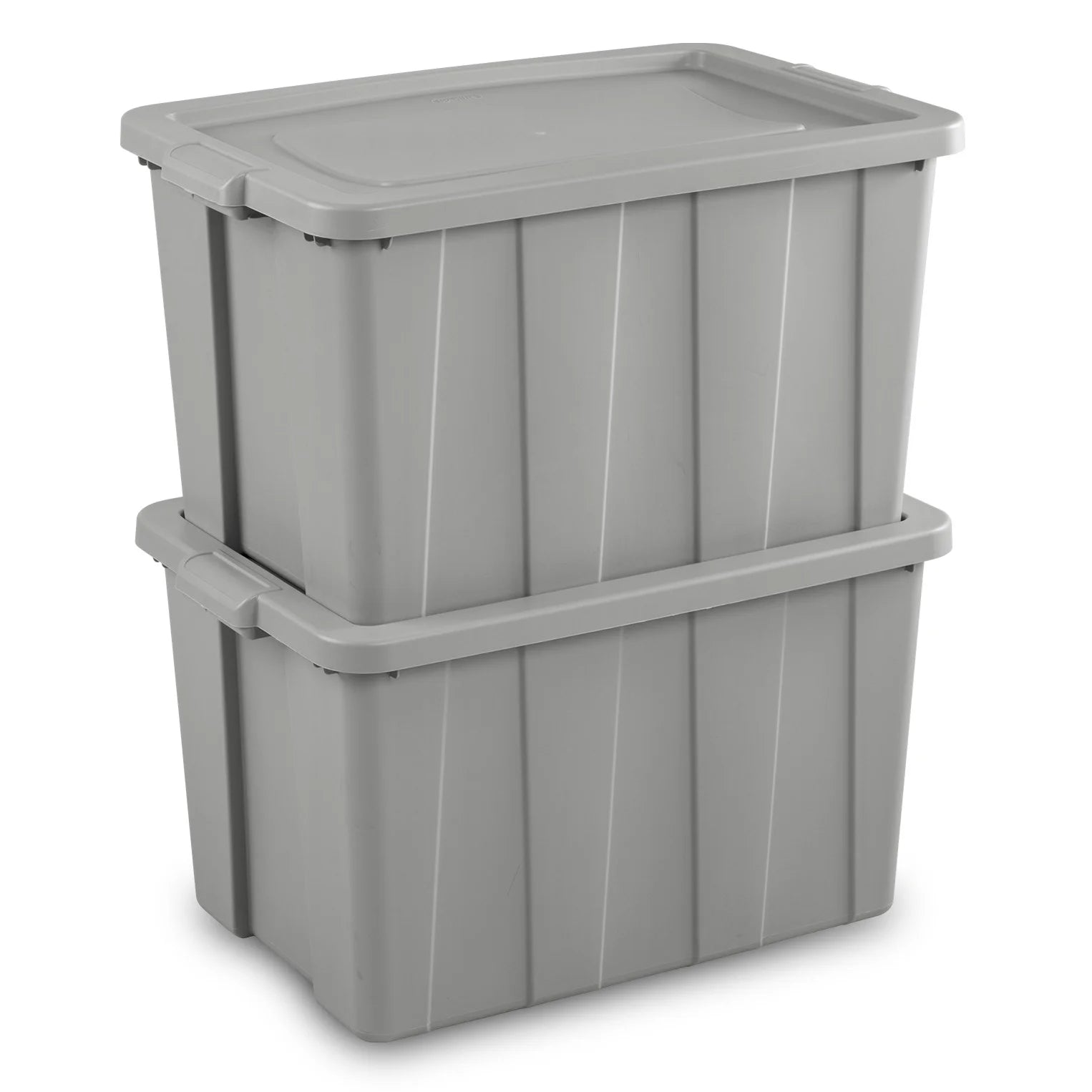 30 Gallon Tuff1 Tote, Large Rugged Plastic Bin with Snap-On Lid, Temperature and Impact Resistant, 4 Pack