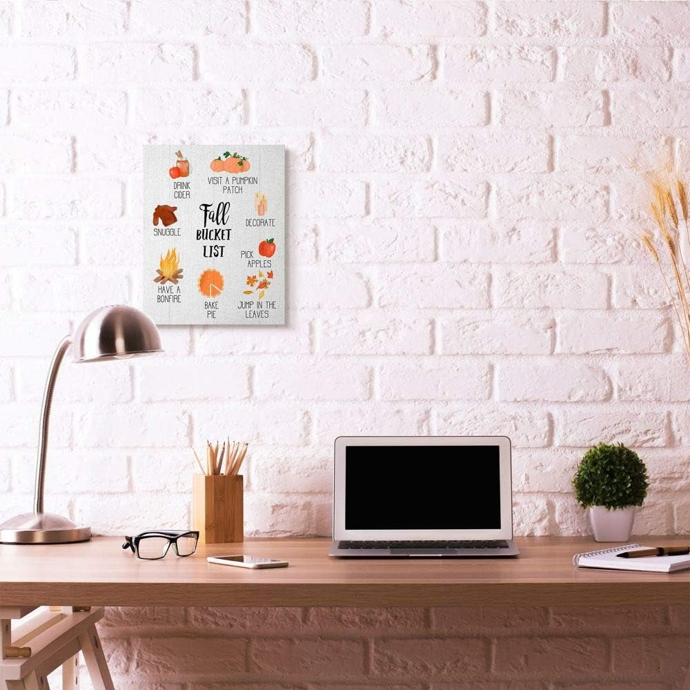 Fall Bucket List Seasonal Items Food Autumn Word Canvas Wall Art, 16 X 20, Design by Artist Daphne Polselli