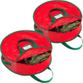 Christmas Wreath Storage Bag - 2-PACK - Durable, Tarp Material, Zipper, Sturdy Carry Handle, Dust, Pest Protection - Ideal Home, Garage Organization for Holiday Wreath Decoration. (30")