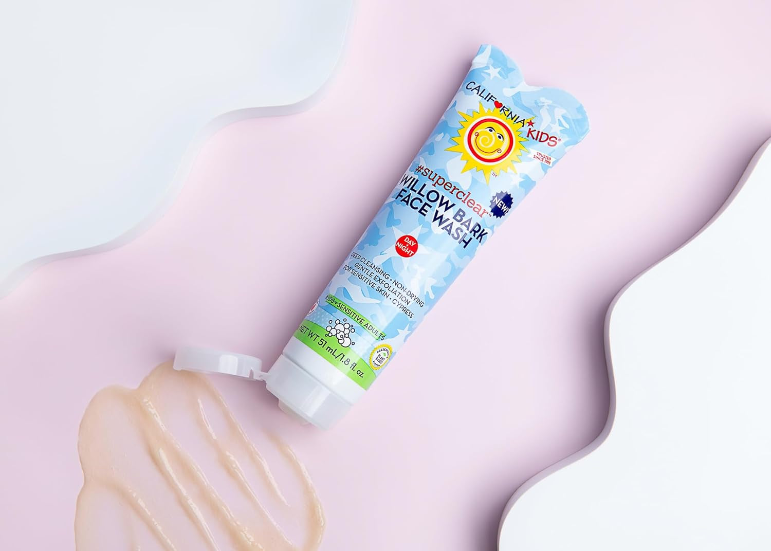 California Kids Face Wash | Gentle Exfoliating Face Wash for Kids + Teens | Mild Salicylic Acid Cleanser for Sensitive Skin | 1.8 Oz. / 51 Ml