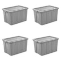 30 Gallon Tuff1 Tote, Large Rugged Plastic Bin with Snap-On Lid, Temperature and Impact Resistant, 4 Pack