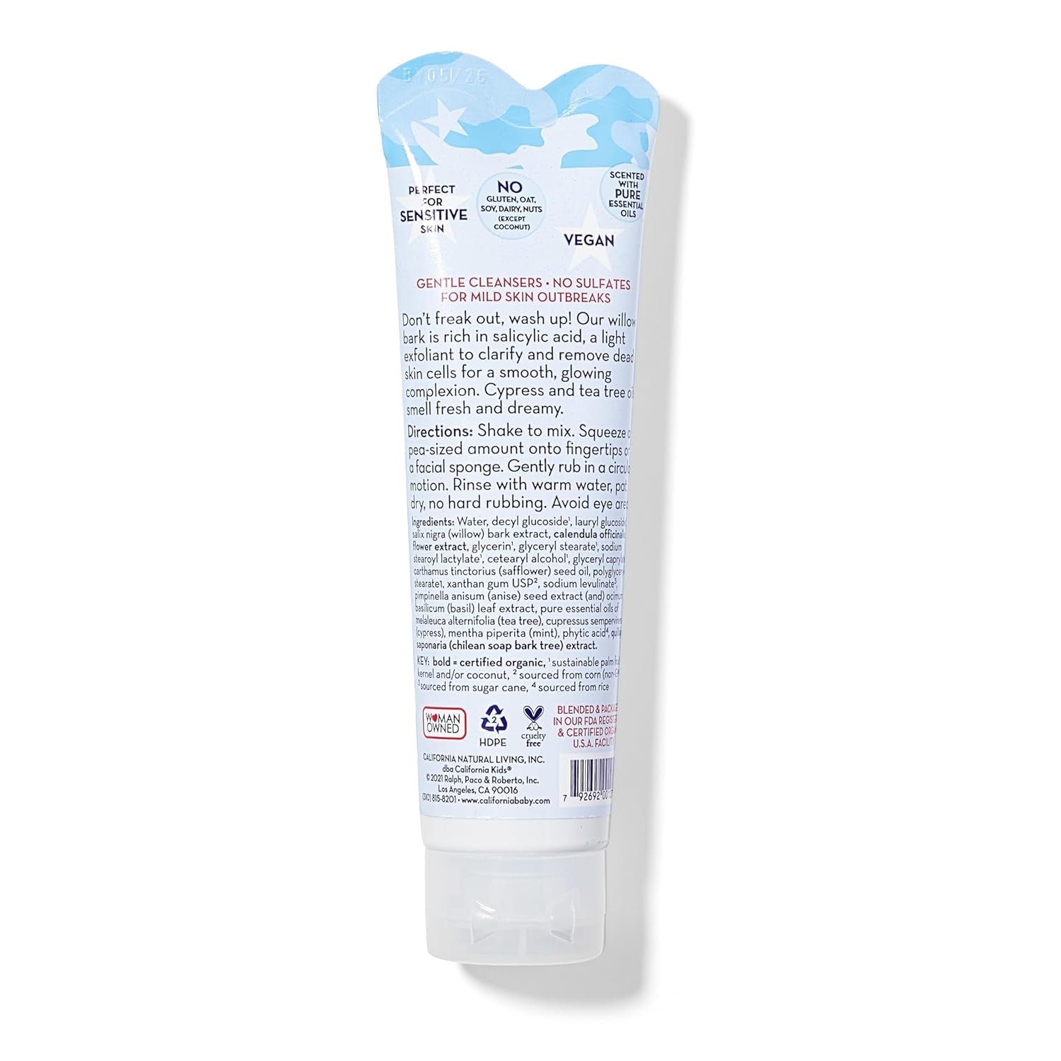 California Kids Face Wash | Gentle Exfoliating Face Wash for Kids + Teens | Mild Salicylic Acid Cleanser for Sensitive Skin | 1.8 Oz. / 51 Ml