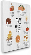 Fall Bucket List Seasonal Items Food Autumn Word Canvas Wall Art, 16 X 20, Design by Artist Daphne Polselli