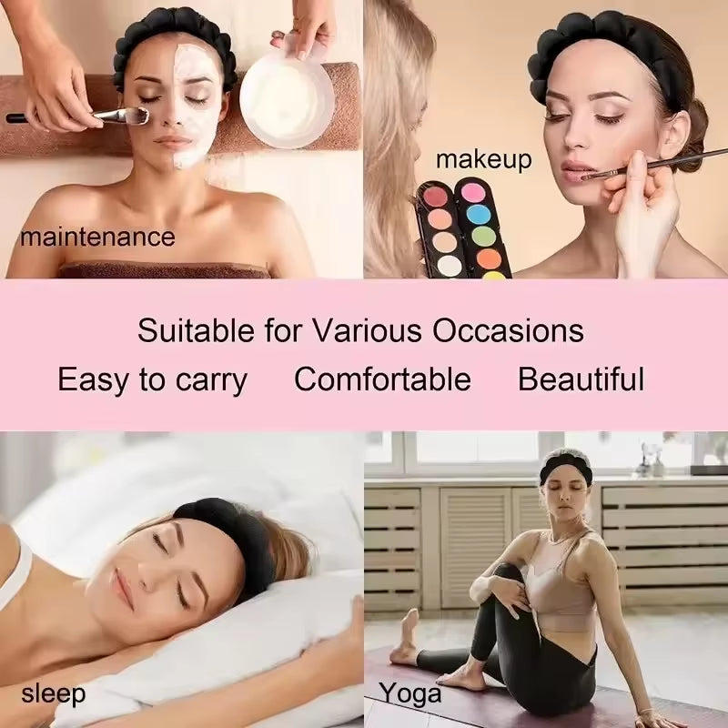 3Pcs Wash Face Headband for Women Sponge Headbands Wrist Strap Makeup Bubble Soft Hairband Girls Hair Accessories Headwear